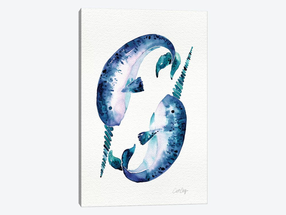 Blue Narwhals by Cat Coquillette 1-piece Canvas Artwork
