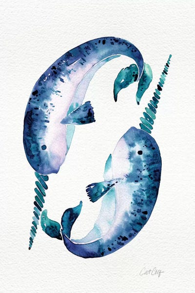 Whales: Blue Narwhals by Cat Coquillette