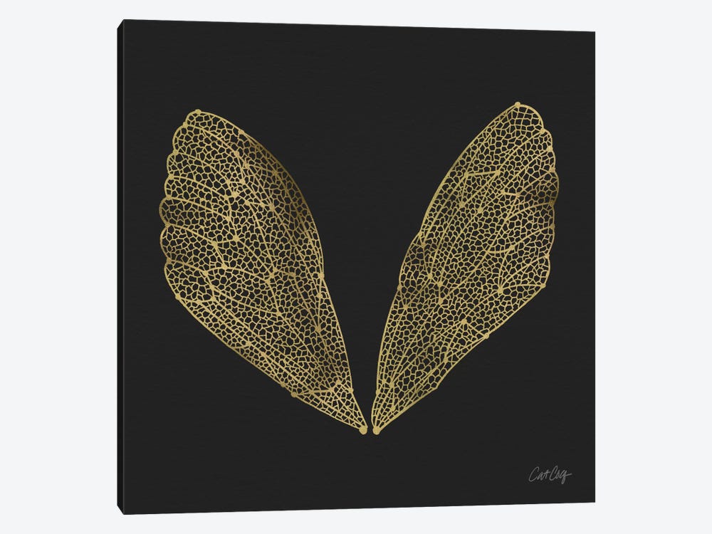 Cicada Wings Black Gold by Cat Coquillette 1-piece Canvas Art Print