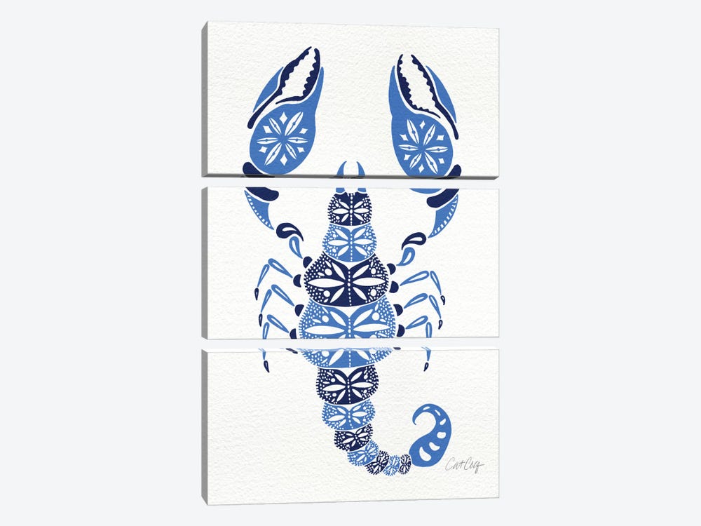 Blues Scorpion by Cat Coquillette 3-piece Canvas Art Print