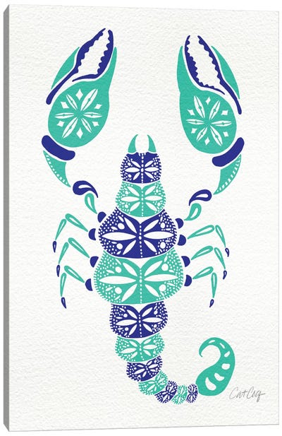 Blue Turquoise Scorpion Canvas Art Print - Insect & Bug Art