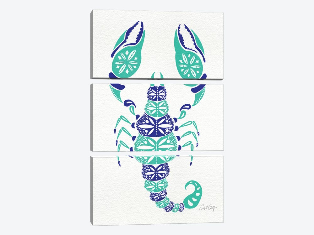 Blue Turquoise Scorpion by Cat Coquillette 3-piece Canvas Art
