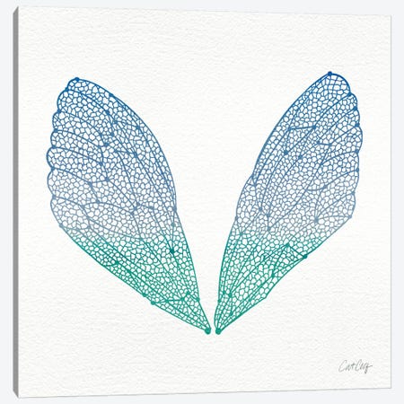 Cicada Wings Blue Turquoise Canvas Print #CCE8} by Cat Coquillette Art Print