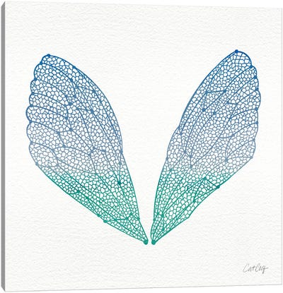 Cicada Wings Blue Turquoise Canvas Art Print - Minimalist Nature