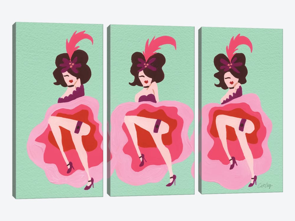 Cancan Mint by Cat Coquillette 3-piece Canvas Wall Art