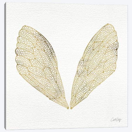 Cicada Wings Gold Canvas Print #CCE9} by Cat Coquillette Canvas Art Print
