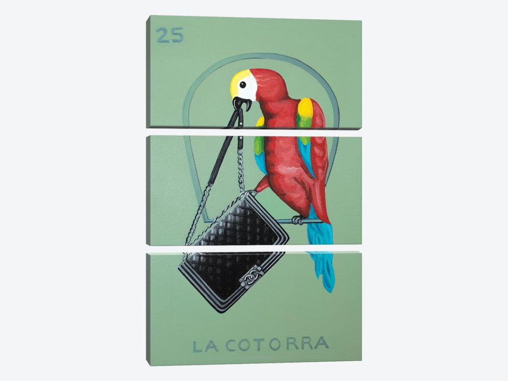The Parrot with Chanel Bag by CeCe Guidi 3-piece Canvas Art
