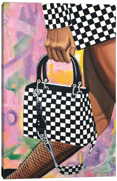 Checkered Lady Dior Bag Canvas Art Print - Dior Art