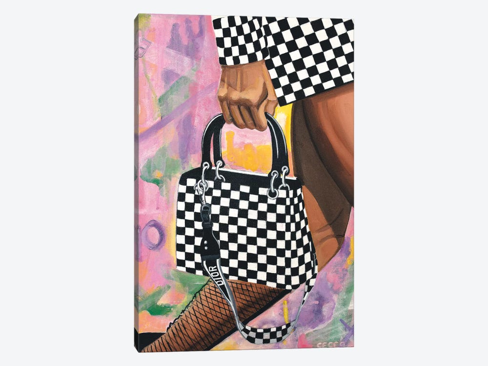 Checkered Lady Dior Bag by CeCe Guidi 1-piece Canvas Wall Art