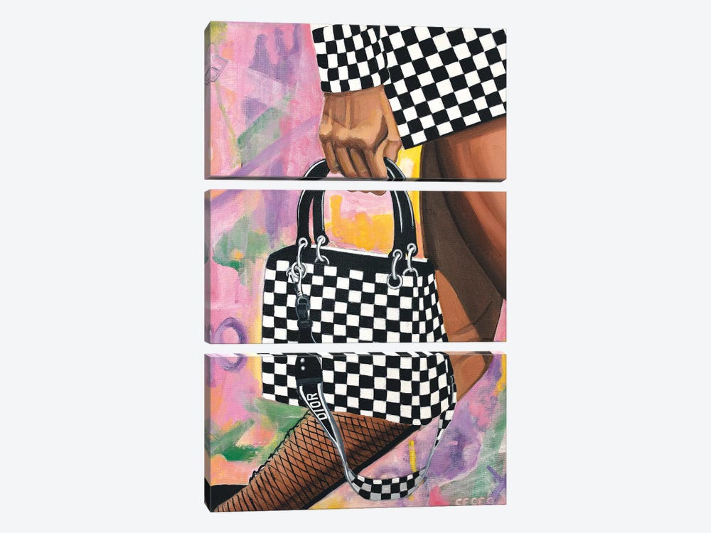Checkered Lady Dior Bag by CeCe Guidi 3-piece Canvas Art