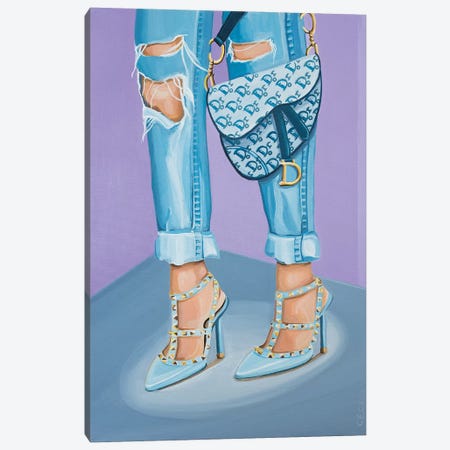 Dior Saddle Bag and Valentino Heels Canvas Print #CCG22} by CeCe Guidi Canvas Artwork