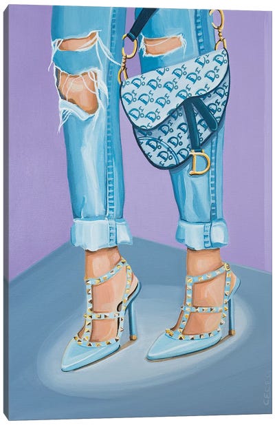 Dior Saddle Bag and Valentino Heels Canvas Art Print - High Heel Art