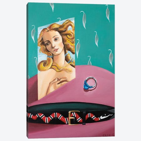 Dresser with Botticelli, Tiffany Ring and Gucci Belt Canvas Print #CCG23} by CeCe Guidi Canvas Artwork