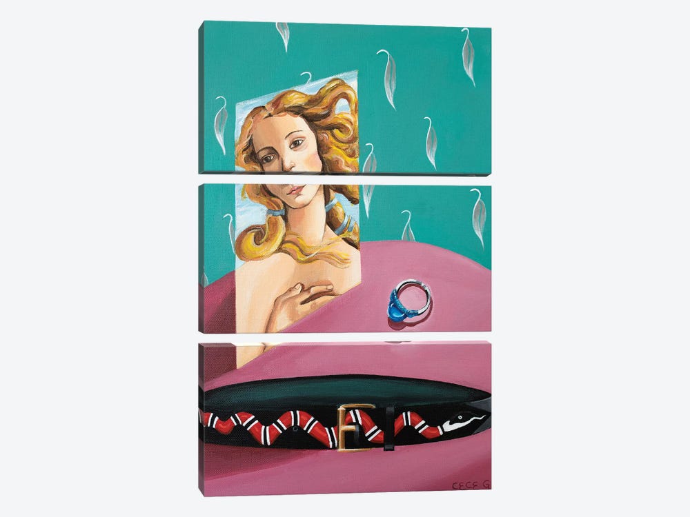 Dresser with Botticelli, Tiffany Ring and Gucci Belt by CeCe Guidi 3-piece Canvas Art Print