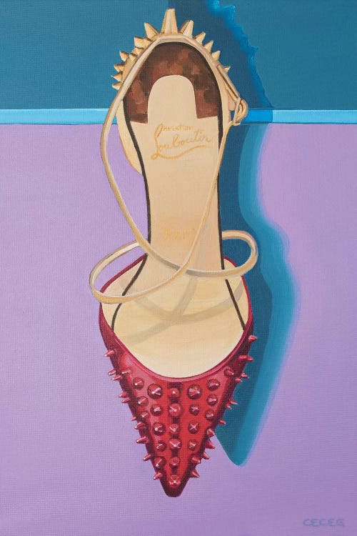 Louis Vuitton Bag And Louboutin Heels Framed by CeCe Guidi Painting