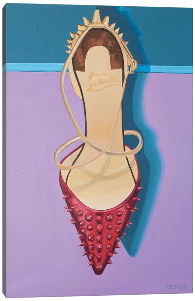 Christian Louboutin Red Spike Heel Canvas Art Print - Christian Louboutin Art