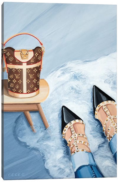 Louis Vuitton Monogram Bag & Valentino Heels Canvas Art Print - Louis Vuitton Art