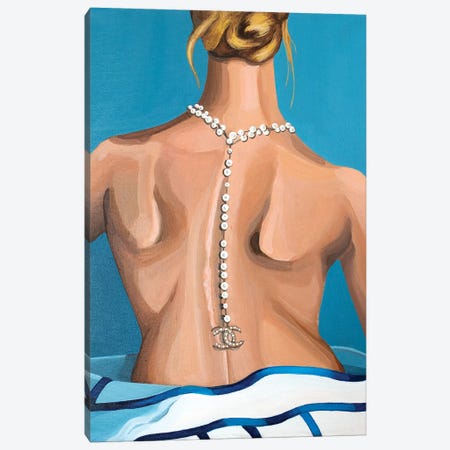 Woman Wearing Chanel Logo Pearl Necklace Canvas Print #CCG26} by CeCe Guidi Canvas Art Print