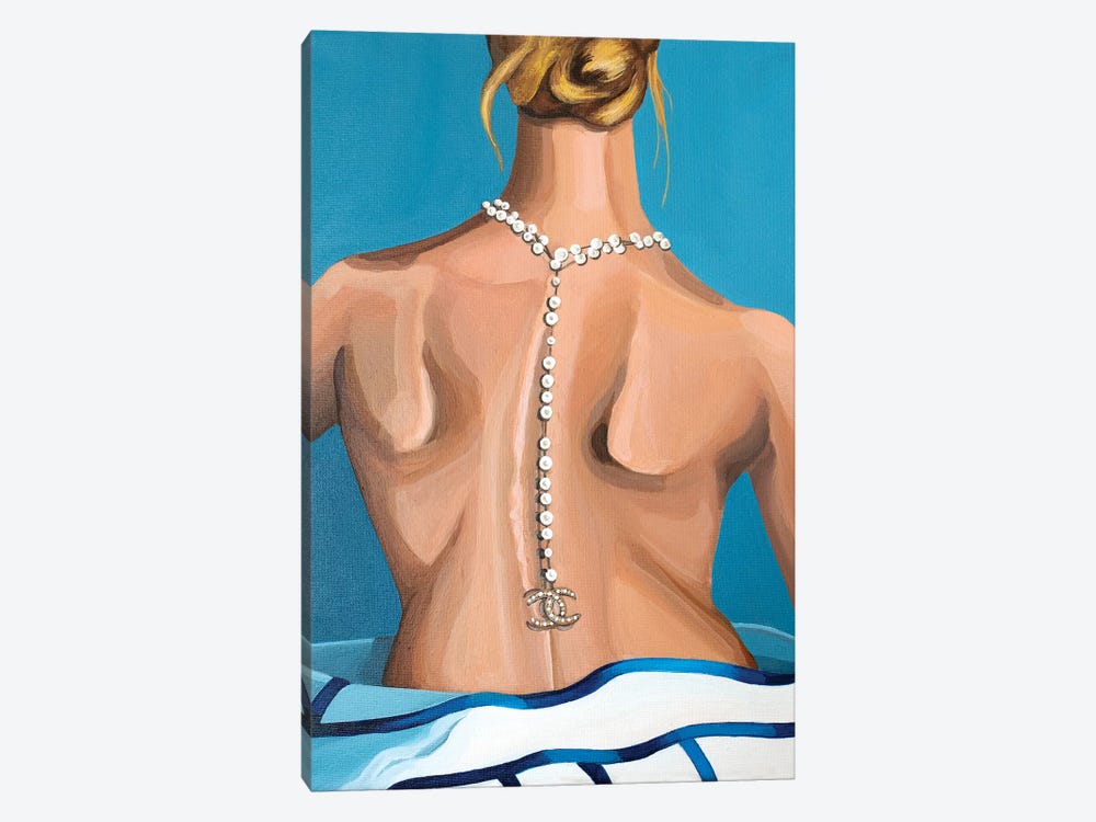 Woman Wearing Chanel Logo Pearl Necklace by CeCe Guidi 1-piece Canvas Art