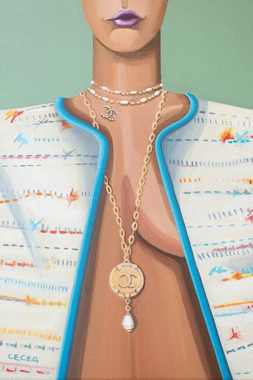 Woman Wearing Gold Chanel Necklace