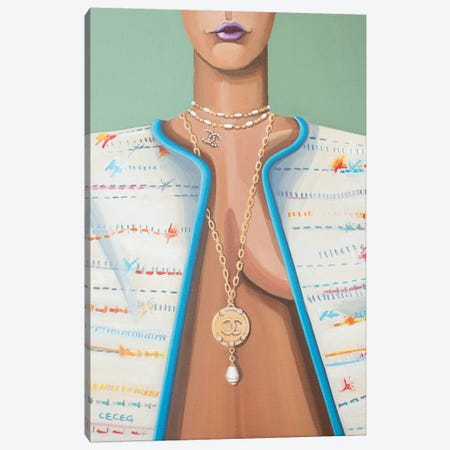 Woman Wearing Gold Chanel Necklace Canvas Print #CCG27} by CeCe Guidi Canvas Print