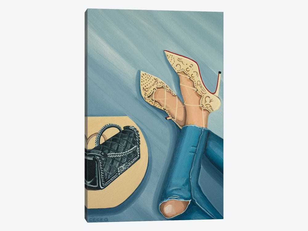 Chanel Boy Bag And Louboutin Heels by CeCe Guidi 1-piece Canvas Wall Art