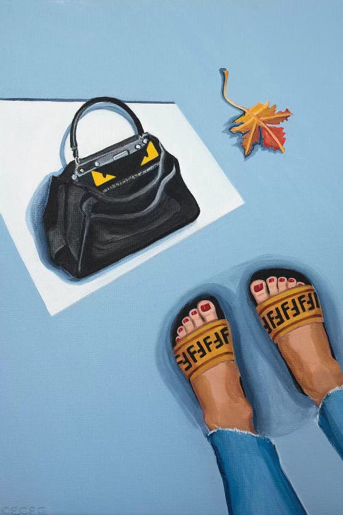 Fendi Peekaboo Bag and Logo Slides