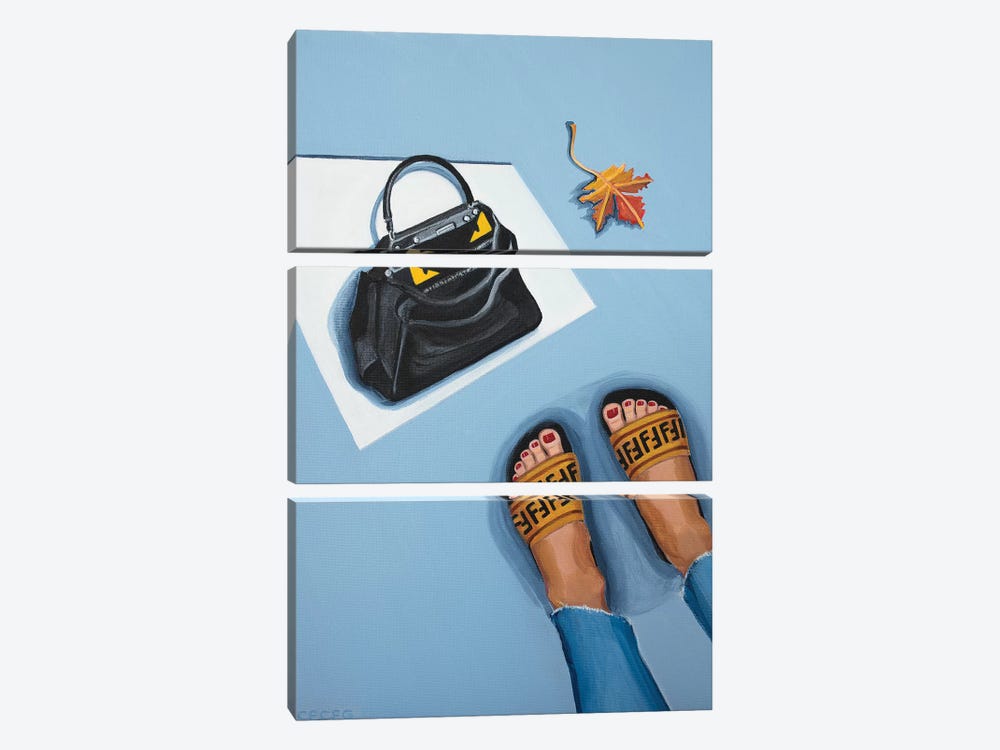 Fendi Peekaboo Bag and Logo Slides by CeCe Guidi 3-piece Canvas Artwork