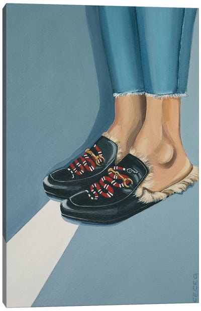 Gucci Snake Loafers On The Street Canvas Art Print - Gucci Art