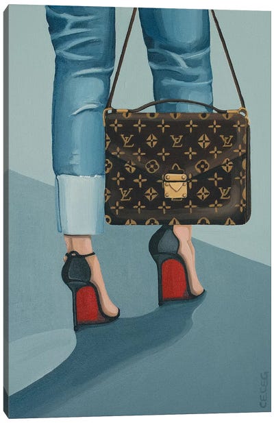 Louis Vuitton Bag And Louboutin Heels Canvas Art Print - High Heel Art