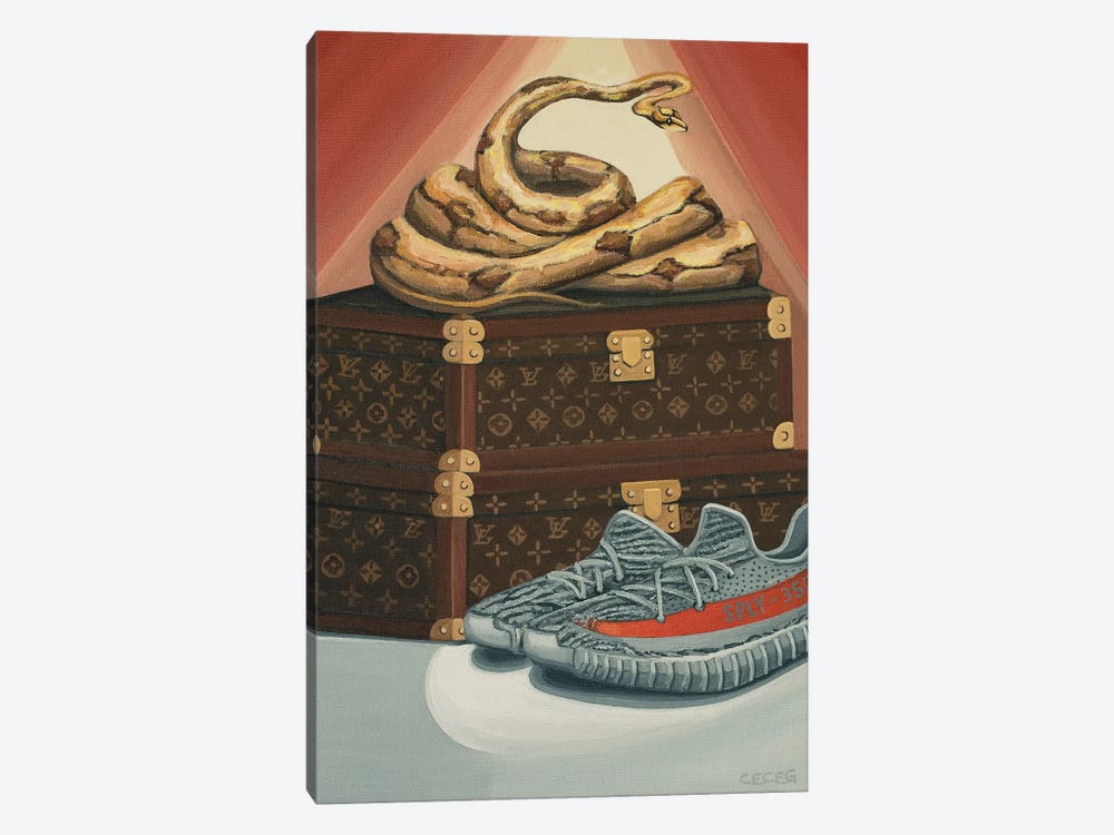 Python Snake On Louis Vuitton Trunks And Yeezys by CeCe Guidi 1-piece Canvas Print