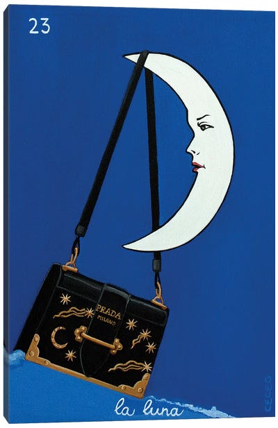 The Moon With Prada Bag Canvas Art Print - CeCe Guidi