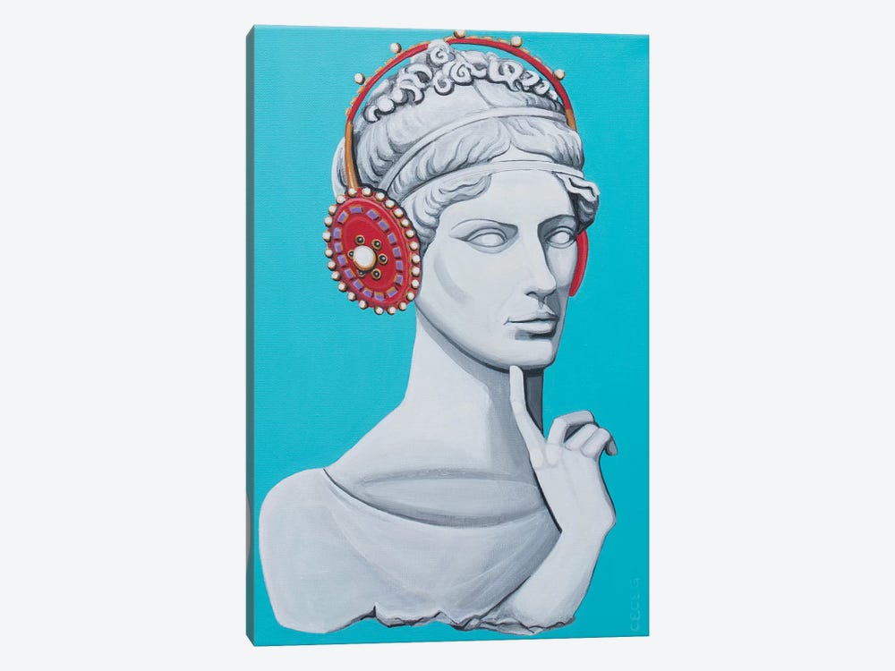 Greco Roman Head With Headphones by CeCe Guidi 1-piece Art Print