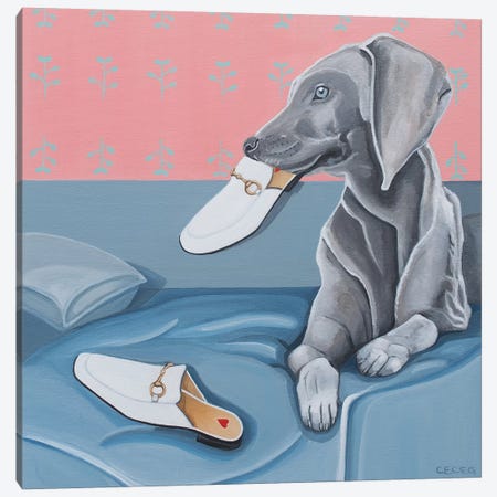 Dog & Gucci Slippers Canvas Print #CCG39} by CeCe Guidi Canvas Print