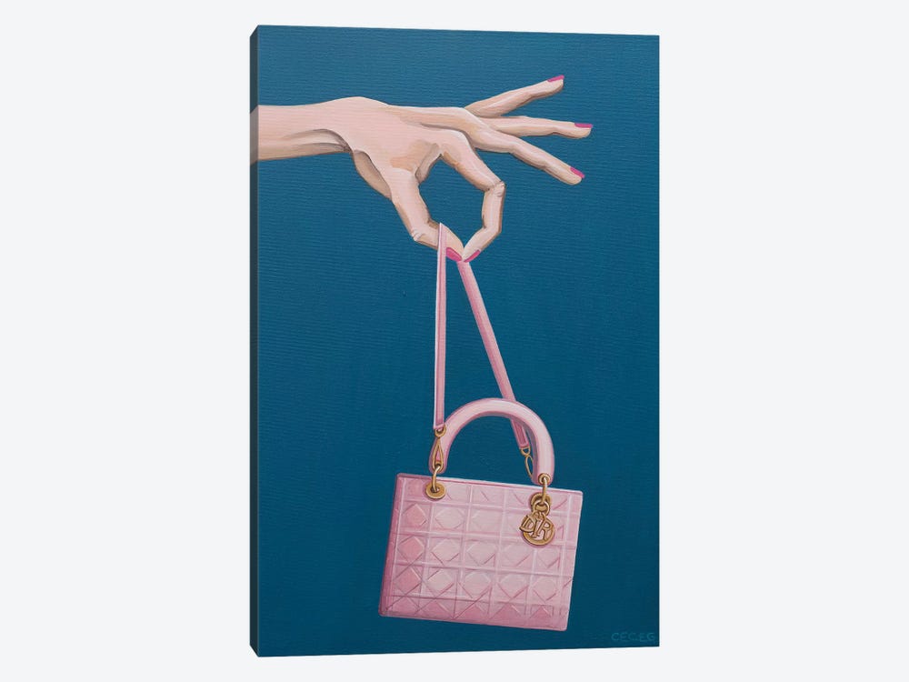 Hand Holding A Dior Bag by CeCe Guidi 1-piece Canvas Wall Art