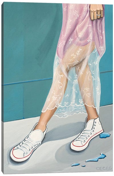 Girl Wearing White Sneakers Canvas Art Print
