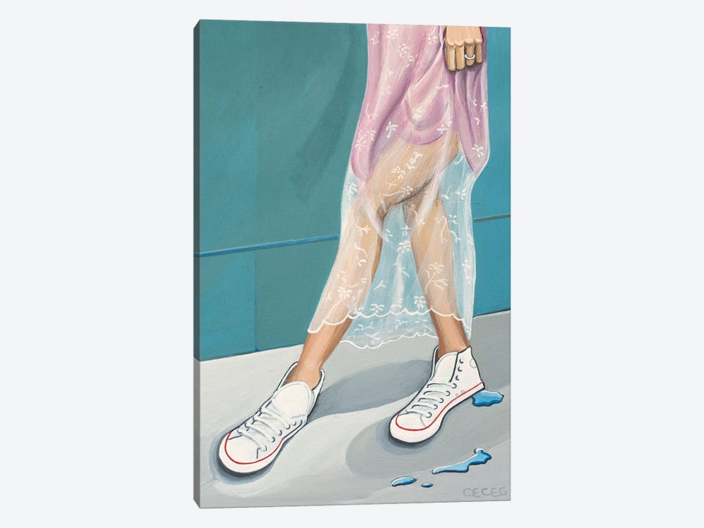 Girl Wearing White Sneakers by CeCe Guidi 1-piece Canvas Art