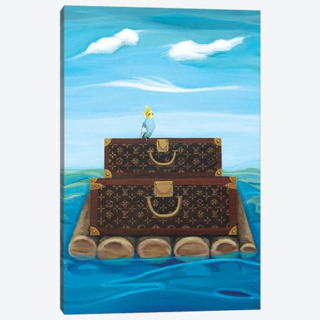 Louis Vuitton Trunks Floating On A Raft Canvas Print #CCG48} by CeCe Guidi Canvas Artwork