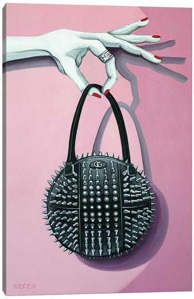 Hand Holding A Gucci Studded Bag Canvas Art Print - CeCe Guidi