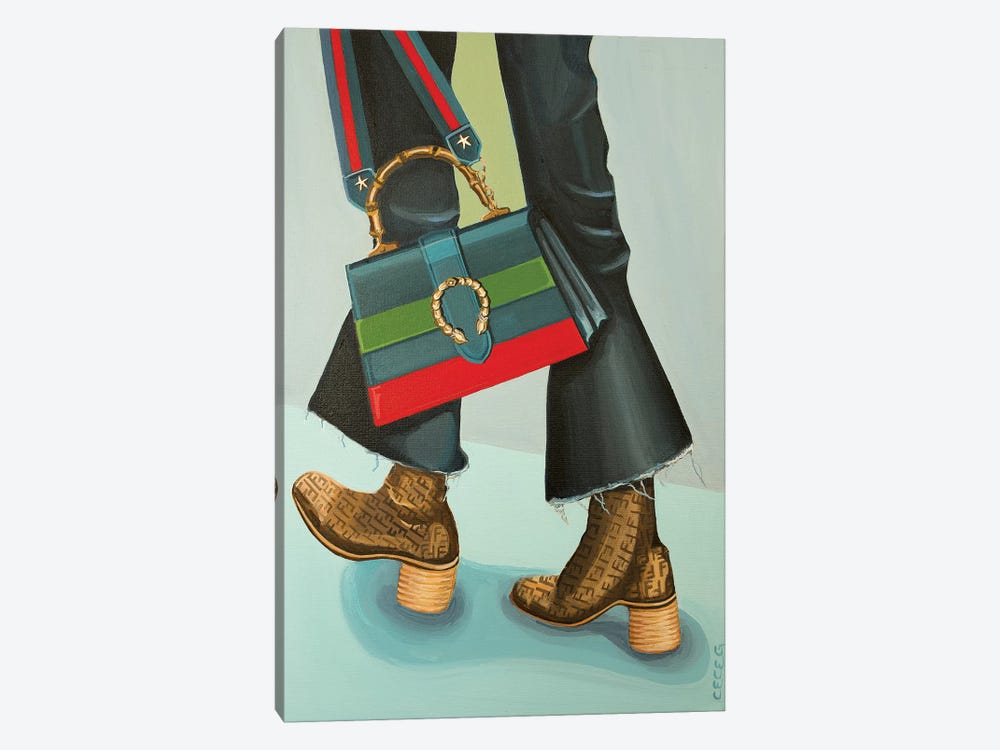 Gucci Dionysus Bag and Fendi Logo Boots by CeCe Guidi 1-piece Canvas Artwork