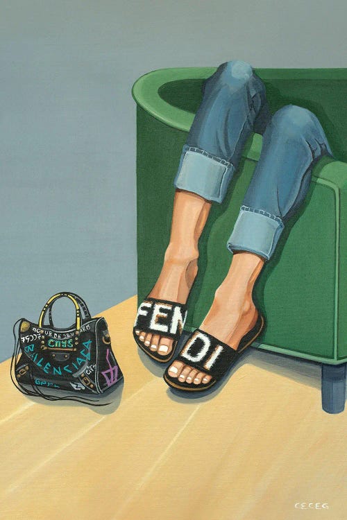 Girl Wearing Fendi Slides