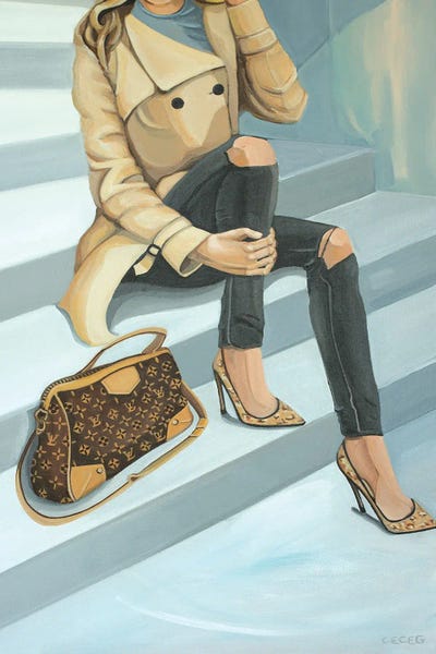 Bags & Purses: Woman Sitting On Stairs With Louis Vuitton Bag by CeCe Guidi