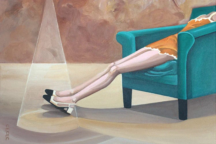 Reclining Woman Wearing Chanel Shoes