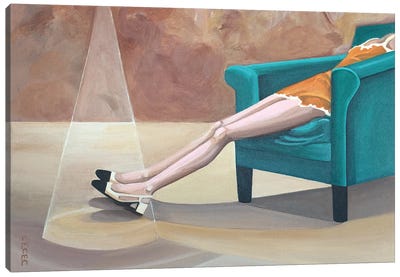 Reclining Woman Wearing Chanel Shoes Canvas Art Print - Fashion is Life