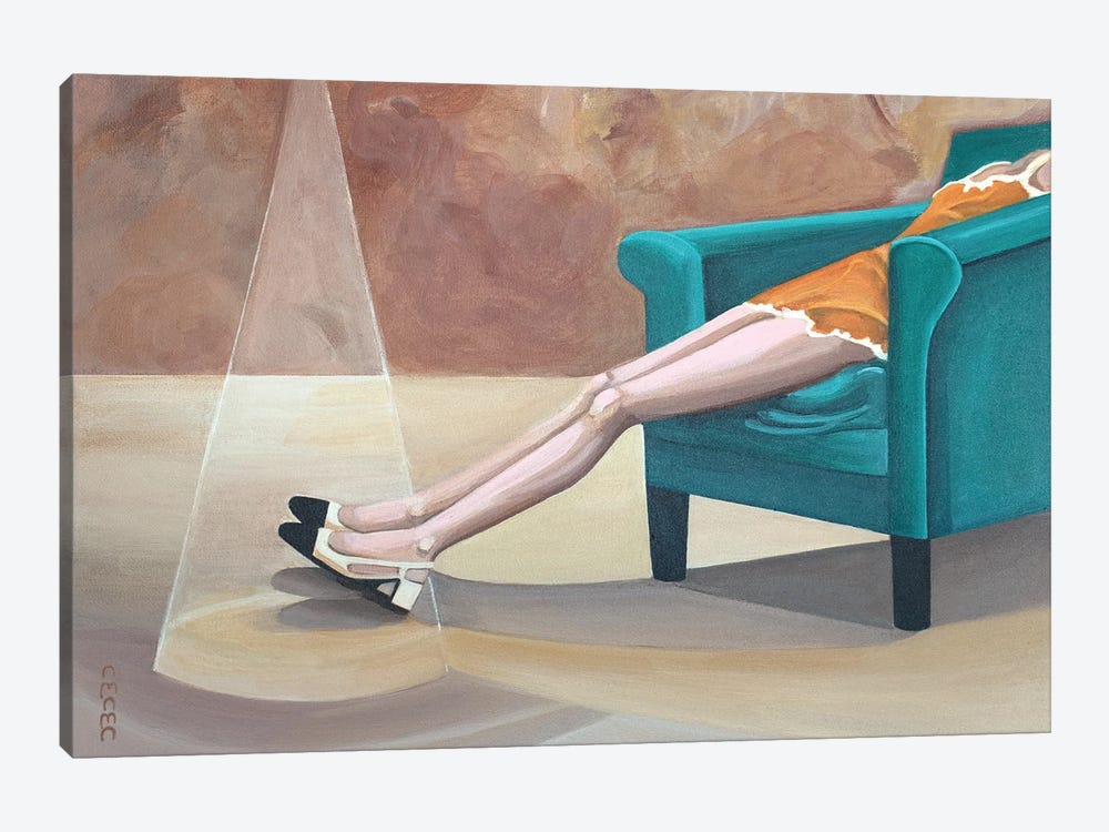Reclining Woman Wearing Chanel Shoes by CeCe Guidi 1-piece Canvas Art Print