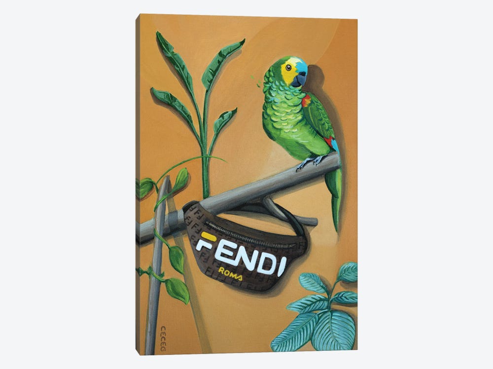 Parrot With Fendi Bag by CeCe Guidi 1-piece Canvas Wall Art