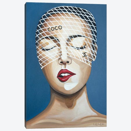 Girl With Coco Chanel Headpiece Canvas Print #CCG57} by CeCe Guidi Canvas Art