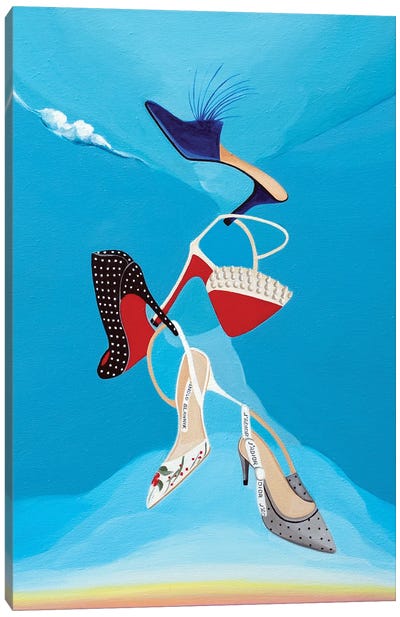 Designer Shoes Floating In The Sky Canvas Art Print