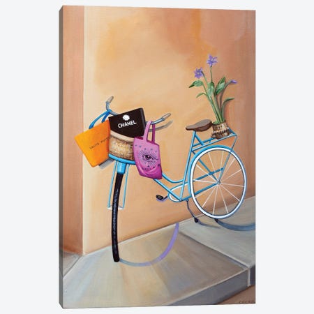 Bicycle With Shopping Bags Canvas Print #CCG67} by CeCe Guidi Canvas Print