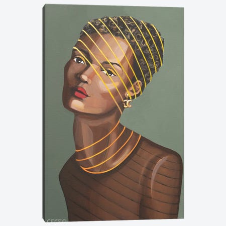 Girl With Chanel Earring Canvas Print #CCG69} by CeCe Guidi Canvas Art